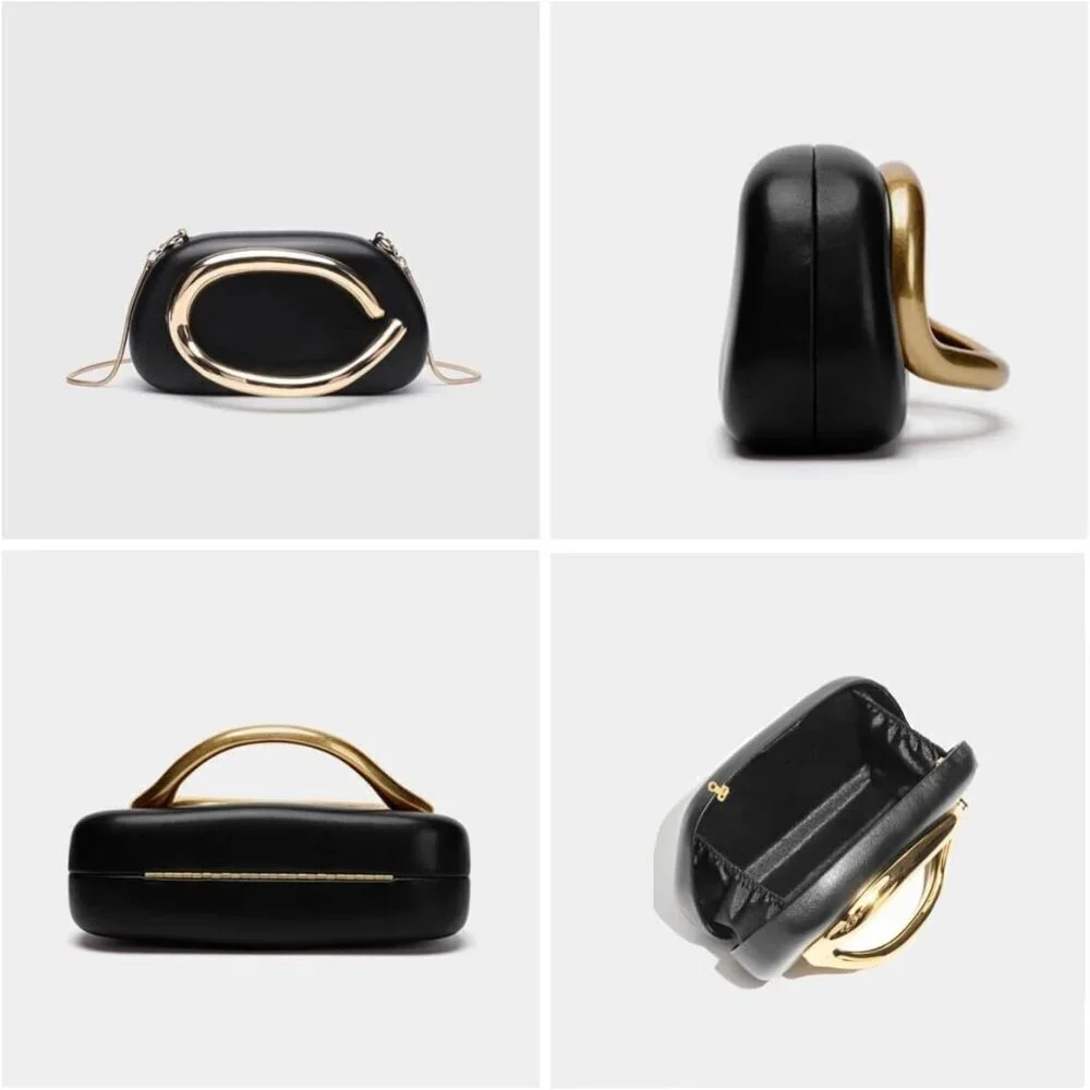 Women Clutch Purse Vegan Leather Evening Bag Compact Shoulder Crossbody